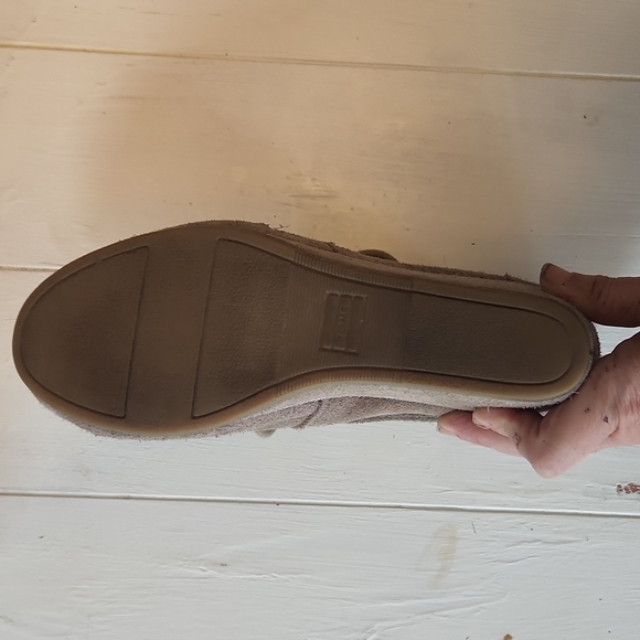 TOMS Wedge Booties Tan Taupe Suede Lace-up Ankle Sz 8.5 - Picture 4 of 5